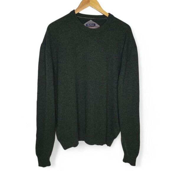 McNeal Pure Lambswool Sweater Men's Tanguy Crew Neck Hunter Green Preppy Fall XL - Picture 1 of 7